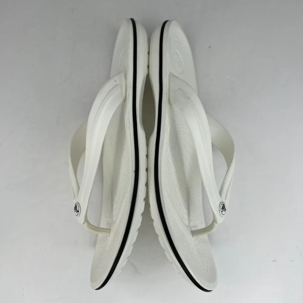Crocs Mens Crocband Flip Flop Sandal Size 12 White Lightweight Slip On Summer